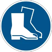 Durable Duurzaam informatiebordje, rond, voor binnengebruik, motief "Gebruik voetbescherming", EN ISO 7010, zelfklevend, blauw-wit, 1 stuk
