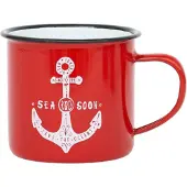 Batela Emaille Beker anker rood 8x8 -