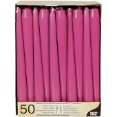 Conpax Candles 50x stuks dinerkaarsen fuchsia roze 25 cm - Dinerkaarsen