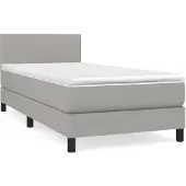 vidaXL Boxspring met matras stof lichtgrijs 100x200 cm