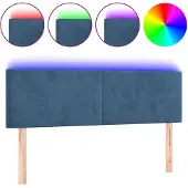 vidaXL Hoofdbord LED 144x5x78/88 cm fluweel donkerblauw