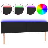 vidaXL Hoofdbord LED 200x5x78/88 cm kunstleer zwart