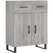 vidaXL Dressoir 69,5x34x90 cm bewerkt hout grijs sonoma eikenkleurig