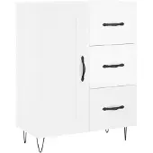 vidaXL Dressoir 69,5x34x90 cm bewerkt hout hoogglans wit