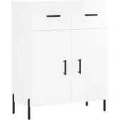 vidaXL Dressoir 69,5x34x90 cm bewerkt hout hoogglans wit