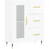 vidaXL Dressoir 69,5x34x90 cm bewerkt hout hoogglans wit