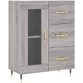 vidaXL Dressoir 69,5x34x90 cm bewerkt hout grijs sonoma eikenkleurig