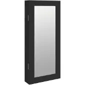 vidaXL Sieradenkast met spiegel wandgemonteerd 30x8,5x67 cm zwart