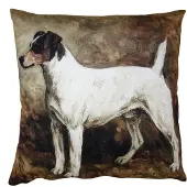 Clayre & Eef Kussenhoes 45x45 cm Bruin Wit Polyester Hond Sierkussenhoes Bruin Sierkussenhoes