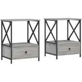 vidaXL Nachtkastjes 2 st 50x41x65 cm bewerkt hout grijs sonoma eiken