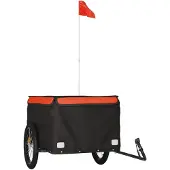 vidaXL Fietstrailer 45 kg ijzer zwart en oranje