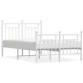 vidaXL Bedframe met hoofdeinde en voeteneinde, metaal, wit, 120x190 cm