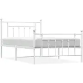vidaXL Bedframe met hoofd- en voeteneinde metaal wit 100x200 cm