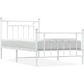 vidaXL Bedframe met hoofd- en voeteneinde metaal wit 100x190 cm