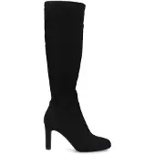 Manfield Zwarte stretch laarzen met hak | Maat 38