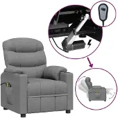 vidaXL Massagestoel elektrisch stof lichtgrijs