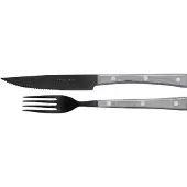 Primecook - Set van vork en gekarteld scherp mes 13 cm - Titan Ecoshield beschermlaag - Paperstone handvat
