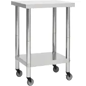 vidaXL Keukenwerktafel met wielen 60x60x85 cm roestvrij staal