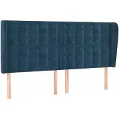 vidaXL Hoofdbord met randen 203x23x118/128 cm fluweel donkerblauw