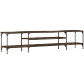 vidaXL Tv-meubel 201x35x45 cm bewerkt hout en ijzer gerookt eikenkleur