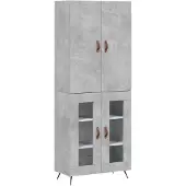 vidaXL Hoge kast 69,5x34x180 cm bewerkt hout betongrijs