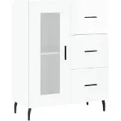 vidaXL Dressoir 69,5x34x90 cm bewerkt hout hoogglans wit