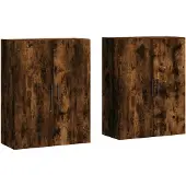 vidaXL Hangkasten 2 st 69,5x34x90 cm gerookt eikenkleurig