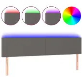 vidaXL Hoofdbord LED 200x5x78/88 cm kunstleer grijs