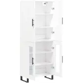 vidaXL Hoge kast, wit, 69,5 x 34 x 180 cm, houtvezel
