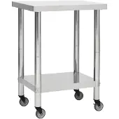 vidaXL Keukenwerktafel met wielen 60x30x85 cm roestvrij staal