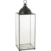 J-Line lantaarn Hagrid - glas/ijzer - zwart - large