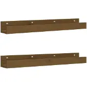 vidaXL Wandschappen 2 st 80x12x9 cm massief grenenhout honingbruin