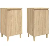vidaXL Nachtkastjes 2 st 40x35x70 cm bewerkt hout sonoma eikenkleurig