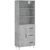 vidaXL Hoge kast 69,5x34x180 cm bewerkt hout betongrijs