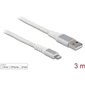 DeLOCK USB data and power cable for iPhone, iPad, iPod DuPont Kevlar white 3 m
