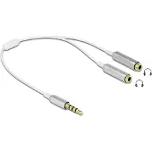 DeLOCK 3,5mm Jack 4-polig audio splitter - slim uitvoering / wit - 0,25 meter