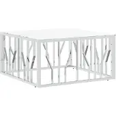 vidaXL Salontafel, zilverkleurig, 80x80x40 cm, roestvrij staal en glas