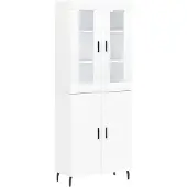 vidaXL Hoge kast 69,5x34x180 cm bewerkt hout wit