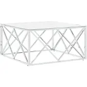 vidaXL Salontafel 80x80x40 cm roestvrij staal en glas zilverkleurig