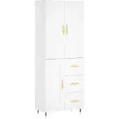 vidaXL Hoge kast 69,5x34x180 cm bewerkt hout wit