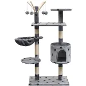 vidaXL Krabpalen voor katten, 125 cm, grijs, met pootjesprint
