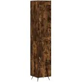 vidaXL Hoge kast 34,5x34x180 cm bewerkt hout gerookt eikenkleurig