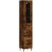 vidaXL Hoge kast 34,5x34x180 cm bewerkt hout gerookt eikenkleurig