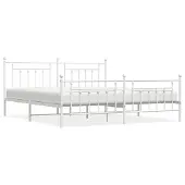 vidaXL Bedframe met hoofdeinde en voeteneinde, metaal, wit, 200x200 cm