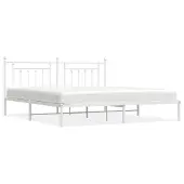 vidaXL Bedframe met hoofdeinde, metaal, wit, 193x203 cm
