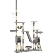 vidaXL Kattenkrabpaal met sisal krabpalen 230-250 cm grijs