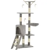 vidaXL Kattenkrabpaal met sisal krabpalen 138 cm grijs