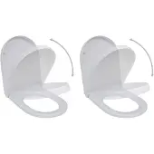 vidaXL Toiletbrillen met soft-close deksels 2 st kunststof wit