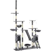 vidaXL Kattenpaal met sisal krabpalen 230-250 cm pootafdrukken grijs