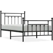 vidaXL Bedframe met hoofdeinde en voeteneinde, zwart metaal, 100x190 cm